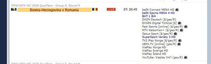 Lista kanala koji će prenositi meč BiH - Rumunija