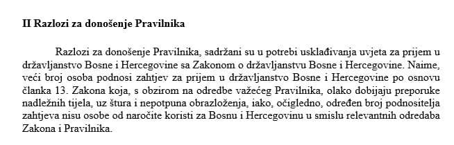 Dio iz obrazloženja predloženog novog pravilnika