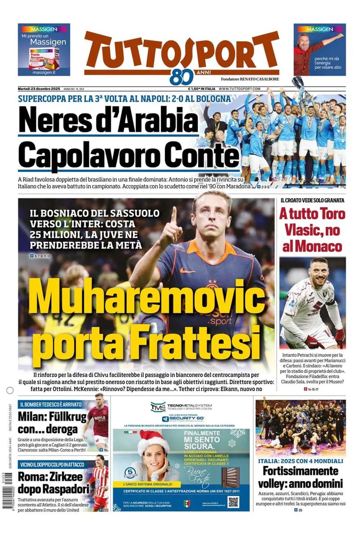 Naslovnica Tuttosporta na kojoj se spominje transfer Muharemovića