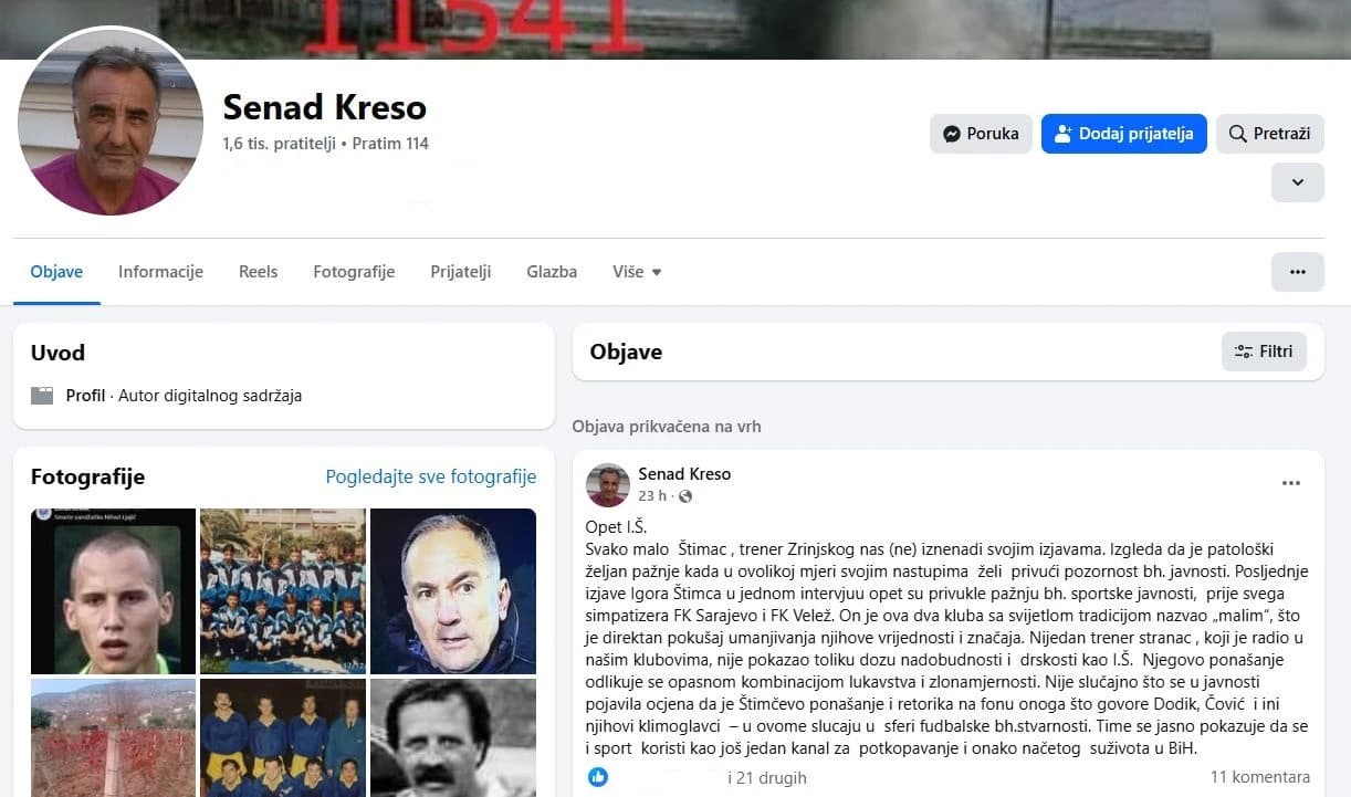 Kreso oštro kritikovao ponašanje trenera Zrinjskog