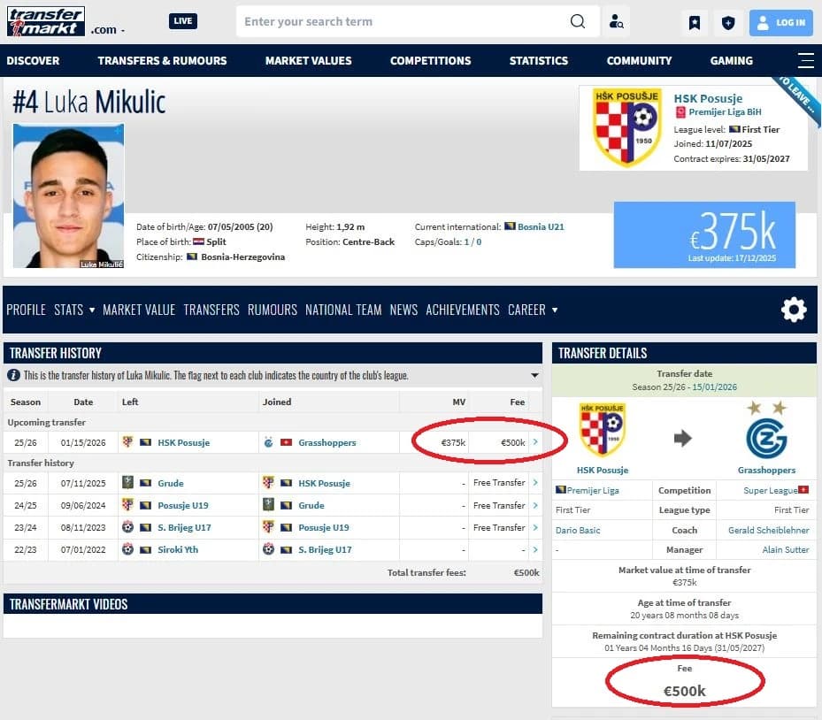 Transfermarkt je objavio iznos transfera