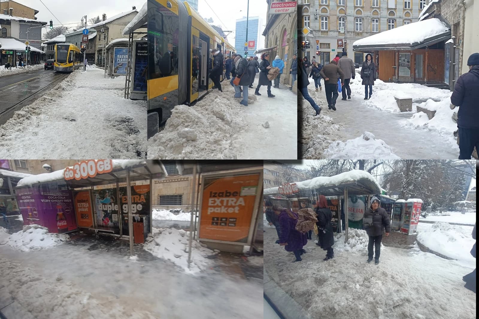 Tramvajska stajalište u srijedu u podne u centru Sarajeva