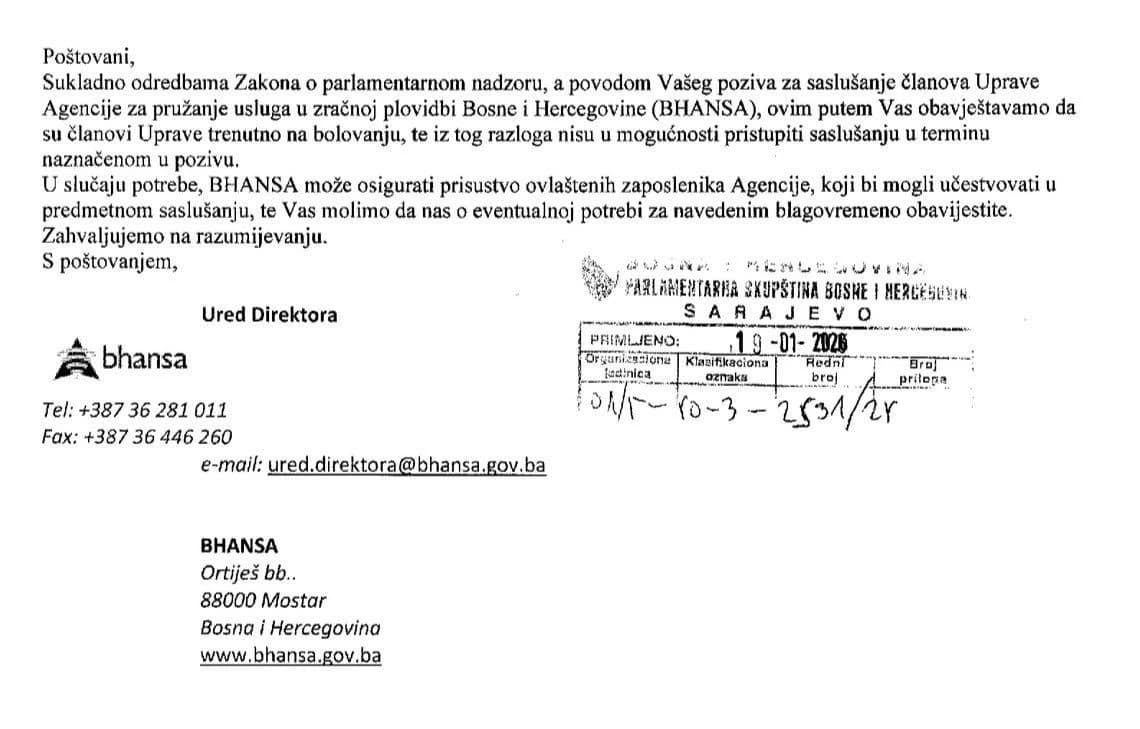 Obavještenje iz Uprave BHANSA-e