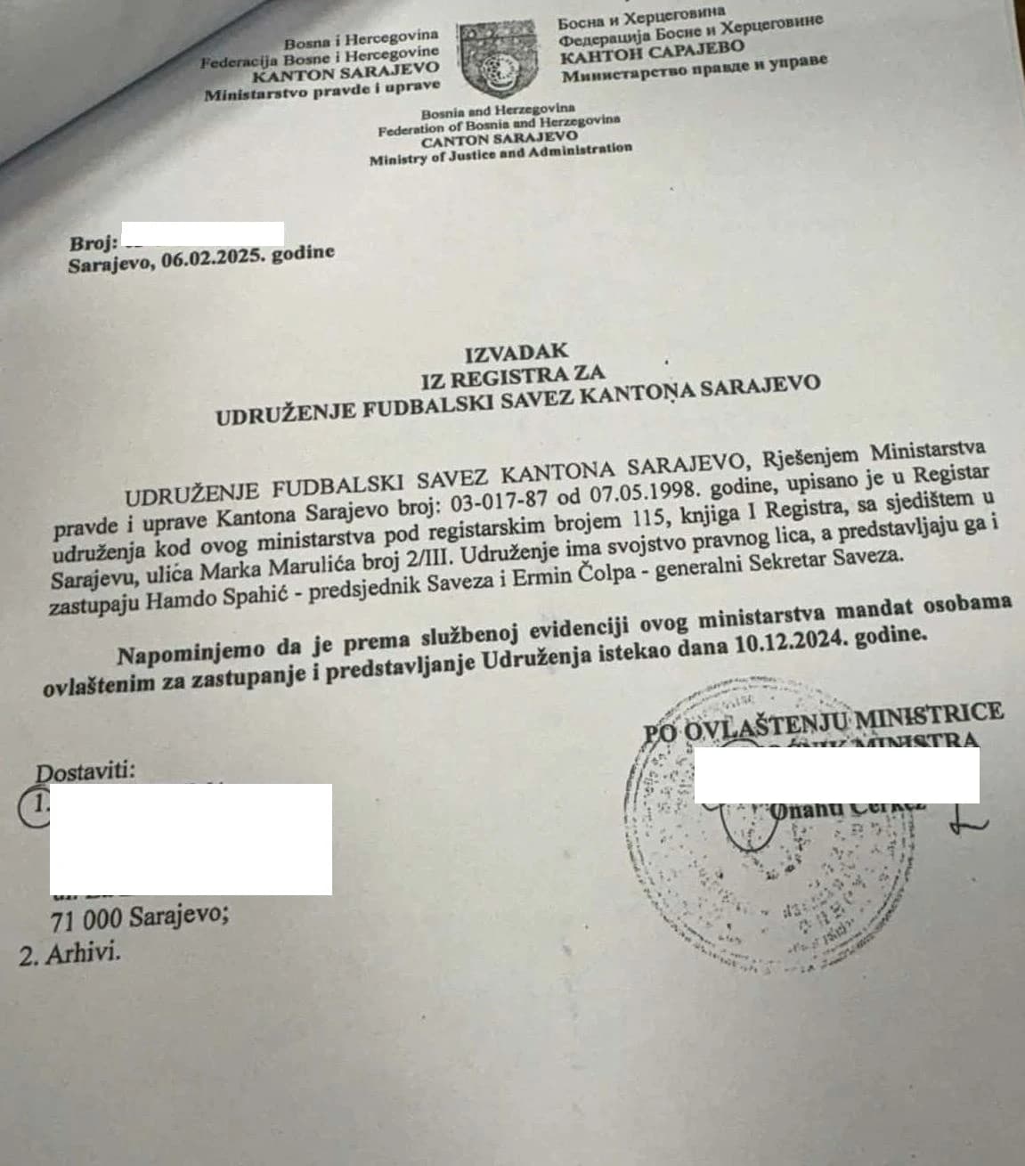 Šta kažu iz Ministarstva pravde u uprave KS