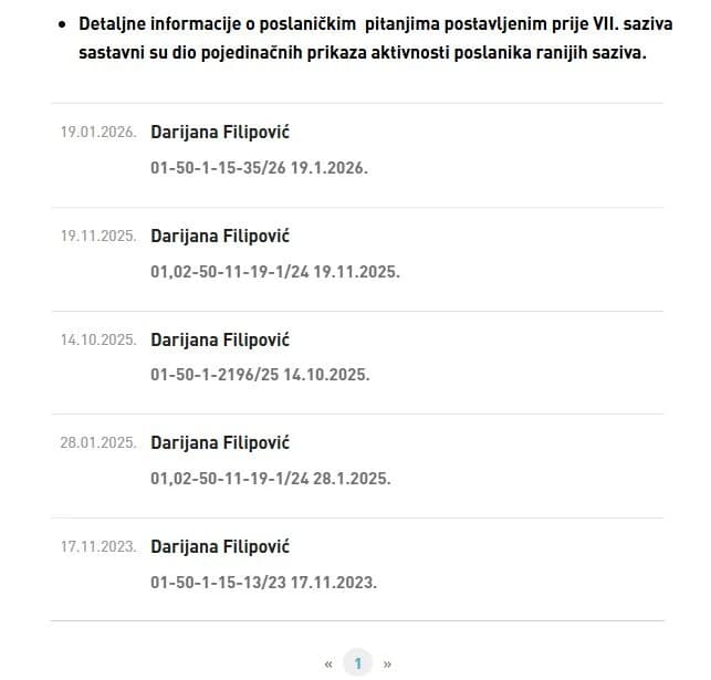 Pitanja zastupnice Filipović