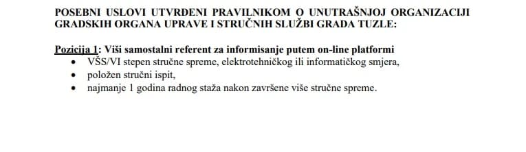 Uvjeti koje kandidat mora ispuniti