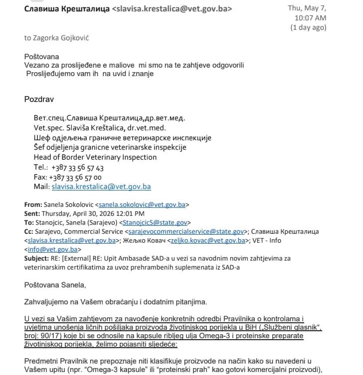 Odgovor Ambasadi SAD
