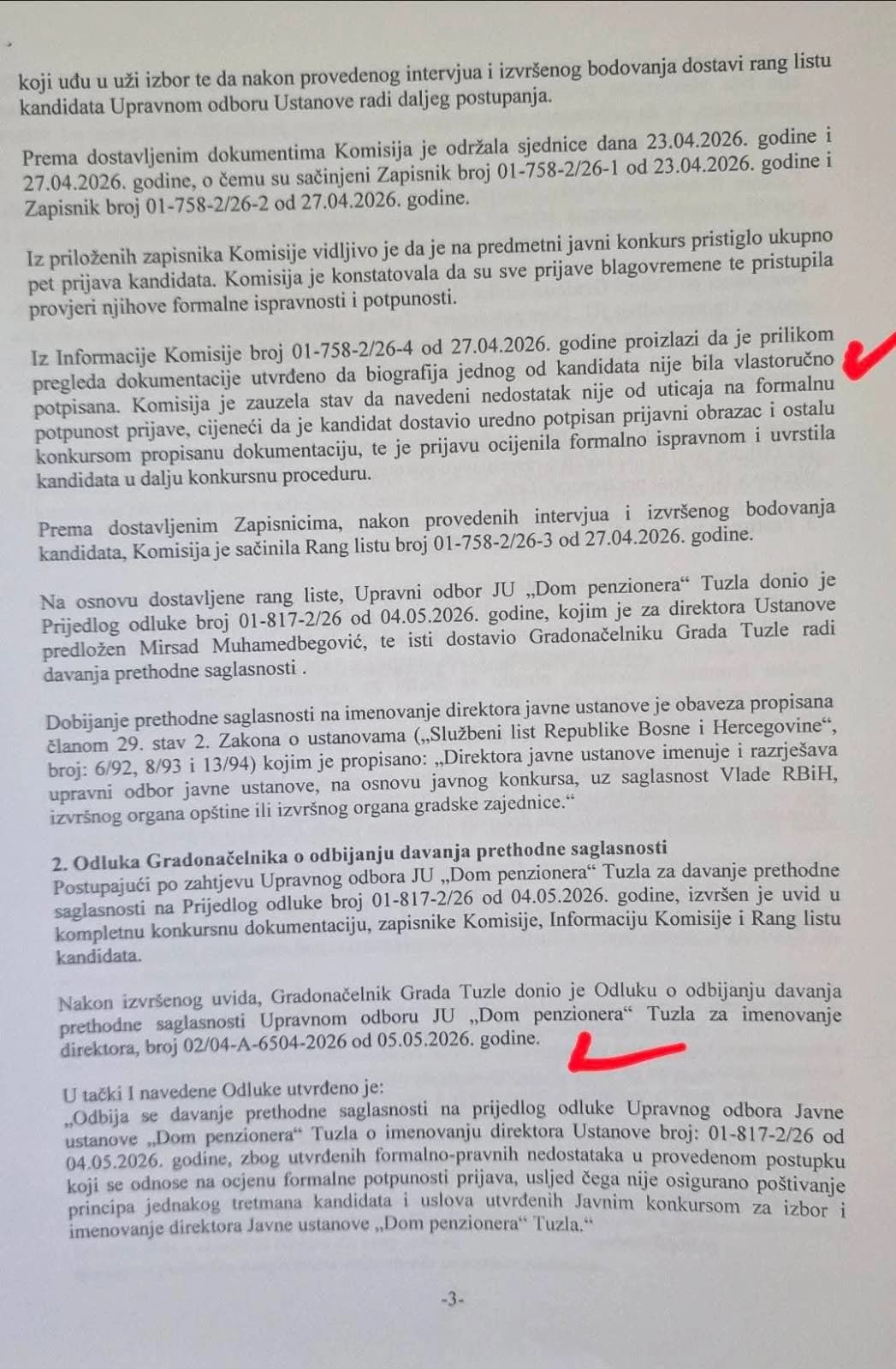 Domument koji je objavila Gagro Berberović