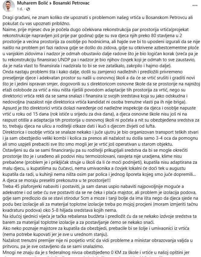 Objava Muharema Bolića