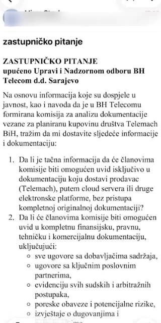 Pitanja za Upravu BH Telecoma