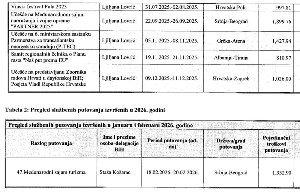 Službena putovanja Košarca i Lovrić