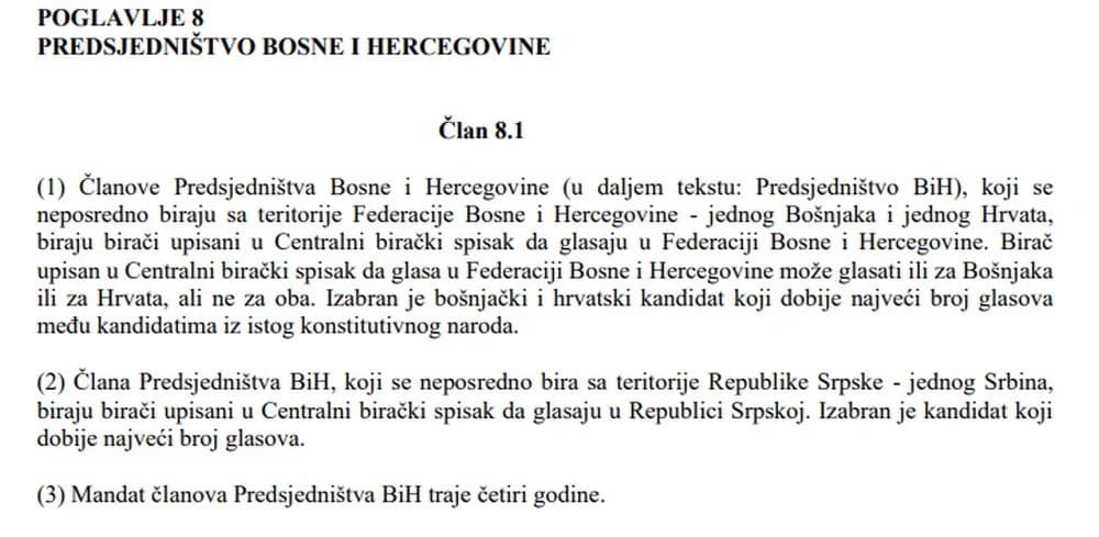 Član 8.1. Izbornog zakona BiH