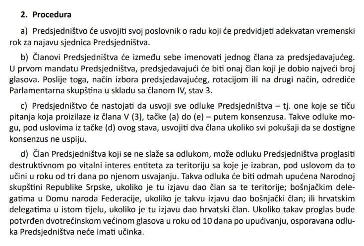 Dio člana 5. Ustava BiH