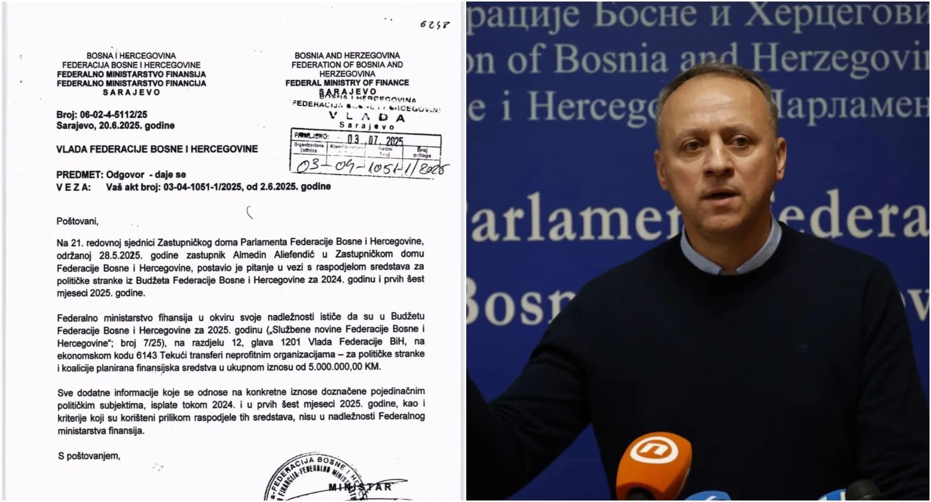 Almedin Aliefendić iznenađen dobijenim odgovorom