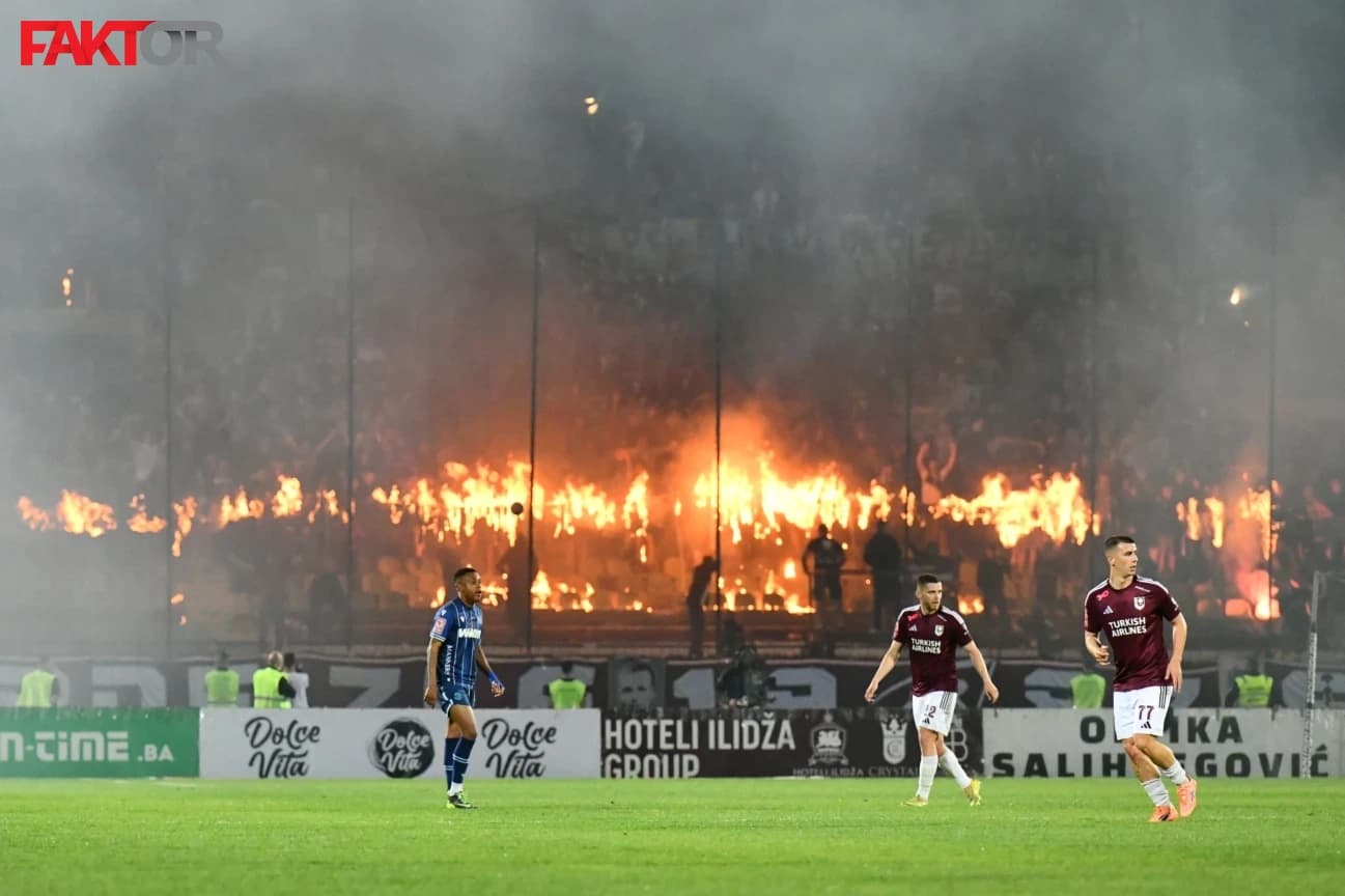 Ružne scene pred početak derbija Sarajevo - Željo uz provokativnu parolu Hordi zla! Kasnije zapalili rekvizite Manijaka!