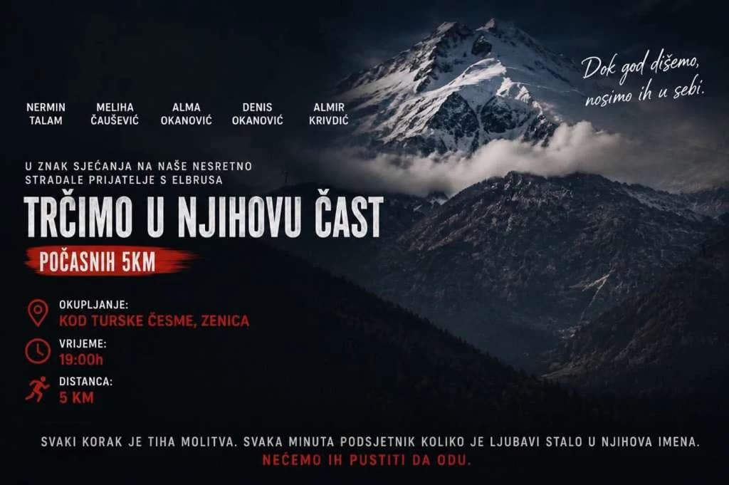 Zeničani večeras voze bicike i trče u čast poginulih planinara na Elbrusu