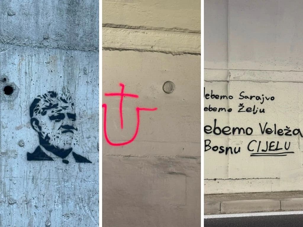 Sramni grafiti kod Prozora: Nacrtan lik ratnog zločinca Slobodana Praljka, ustaško "U" i poruka "Mrzim Sarajevo"