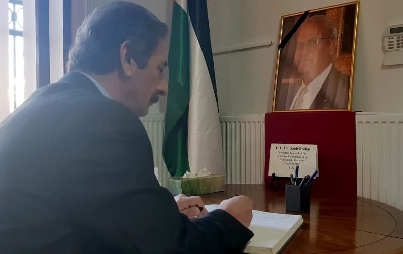 U Ambasadi Palestine u BiH otvorena knjiga žalosti povodom smrti Saeba Erekata