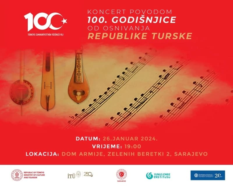Dom armije: U Sarajevu Koncert povodom 100. godišnjice osnivanja Republike Turske