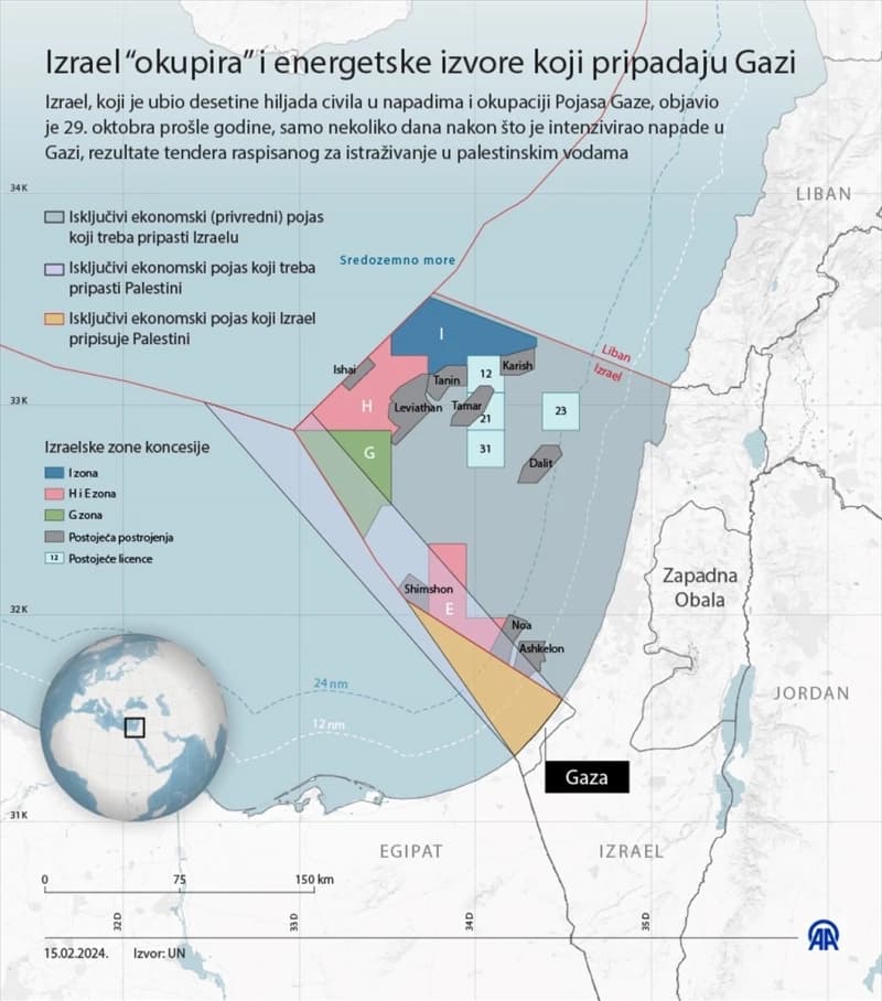 Izrael izdao dozvole za istraživanje gasa u područjima unutar palestinske pomorske granice